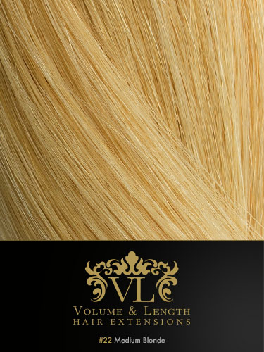 VLII Remy Weft Human Hair Extensions #22-Medium Blonde 18 inch 50g