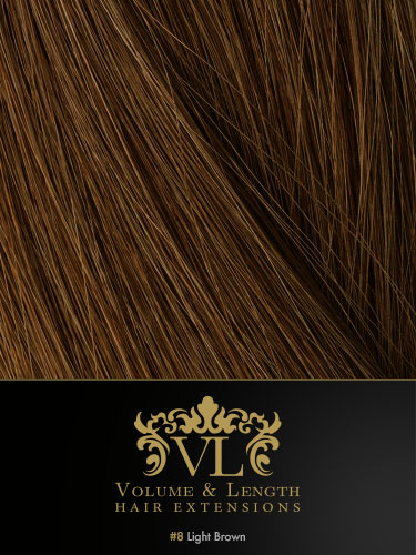 VLII Remy Weft Human Hair Extensions #8-Light Brown 16 inch 150g