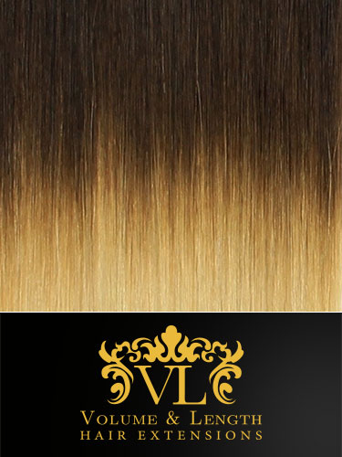 VL Remy Weft Human Hair Extensions #T4/613-Dip Dye Chocolate Brown to Lightest Blonde 18 inch 50g