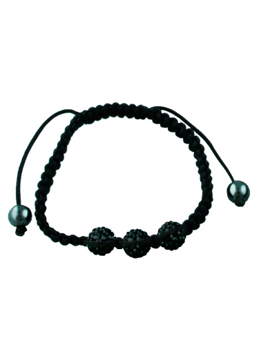Crystal Bead Bracelet - 3 Black Beads