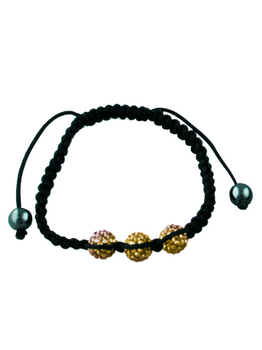 Crystal Bead Bracelet - 3 Gold Beads