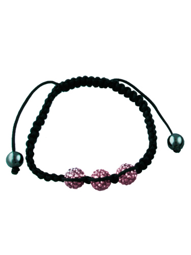 Crystal Bead Bracelet - 3 Pink Beads