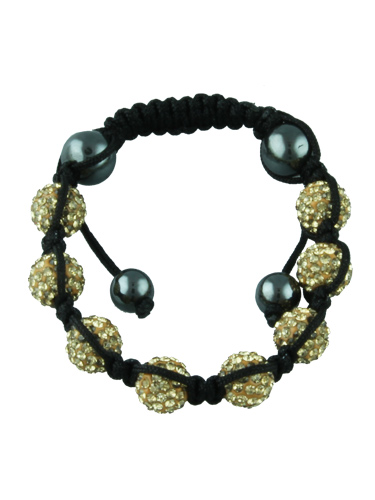 Crystal Bead Bracelet - 8 Gold Beads