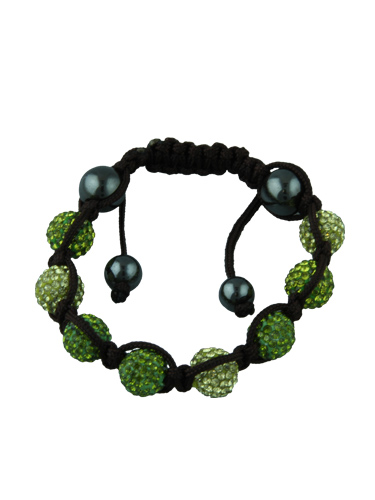 Crystal Bead Bracelet - 8 Green and Light Green Beads