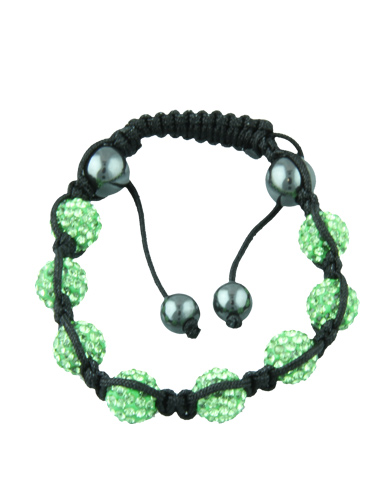 Crystal Bead Bracelet - 8 Light Green Beads