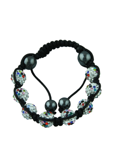 Crystal Bead Bracelet - 8 Multicoloured Spotted Beads