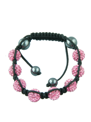 Crystal Bead Bracelet - 8 Pink Beads