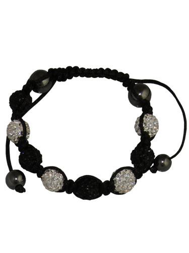 Crystal Bead Bracelet - 8 Silver and Black Beads