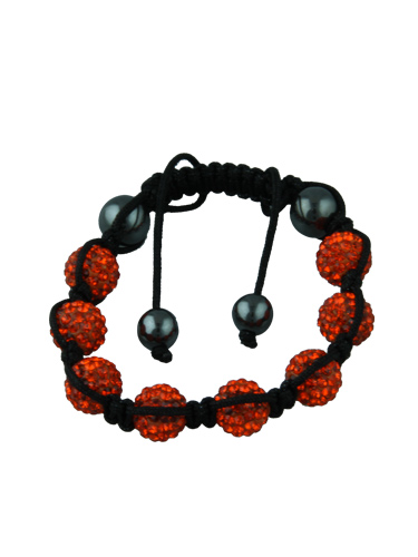 Crystal Bead Bracelet - 8 Orange Beads