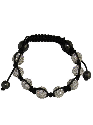 Crystal Bead Bracelet - 8 Silver Beads
