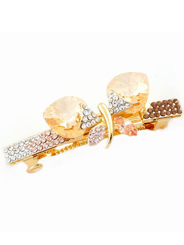 Hair Barrettes -  Crystal  Butterfly(Champagne)