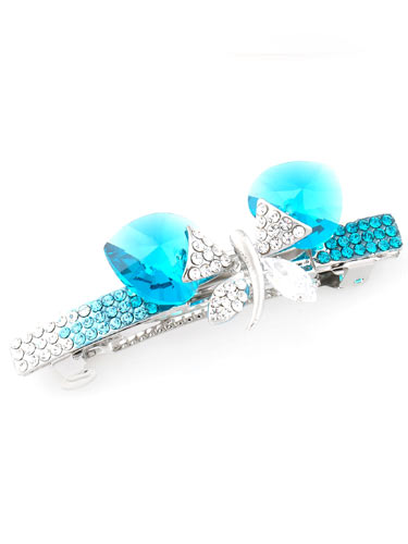 Hair Barrettes -  Crystal Butterfly(Blue)