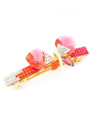 Hair Barrettes -  Crystal  Butterfly(Red)