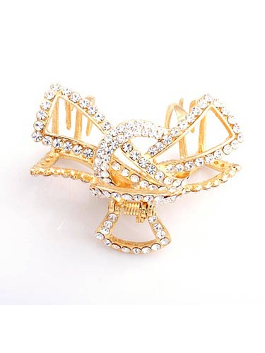 Hair Claw Clips - Large Ribbon (Silver and Gold)