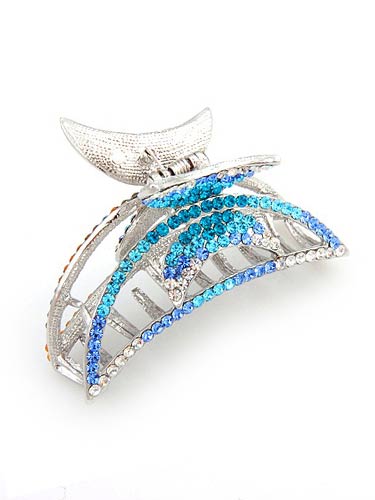 Hair Claw Clips - Aqua / Silver