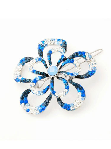 Hair Clips - Large Blue Flower