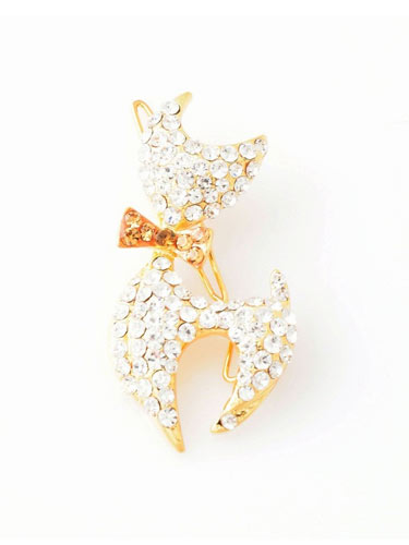 Hair Clips- Cat (Gold Bow)