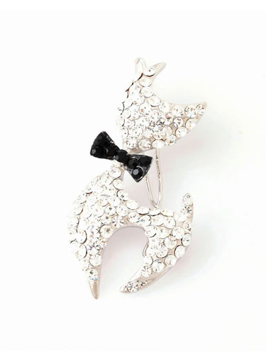 Hair Clips - Cat (Black Bow)