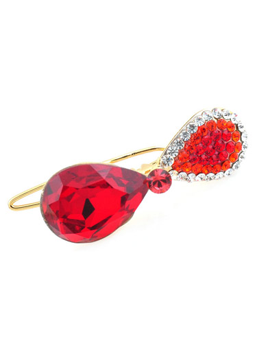 Hair Clips - Red Crystal