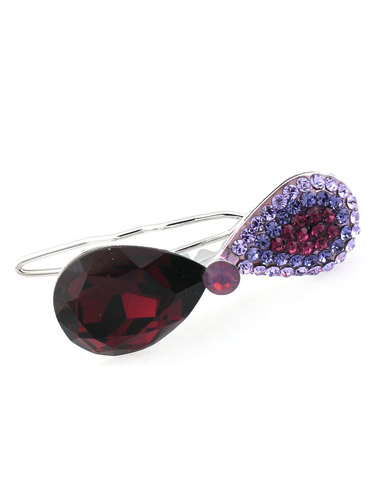 Hair Clips - Red/Purple Crystal