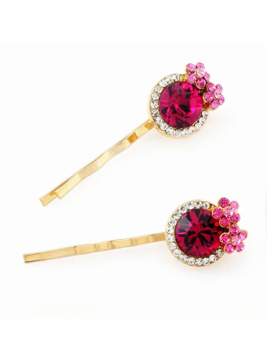 Hair Slides - Pink Flower