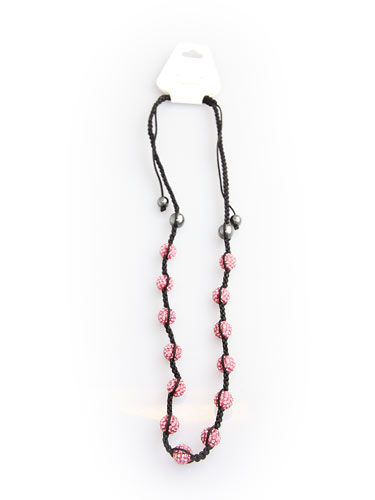 Crystal Bead Necklace - Pink