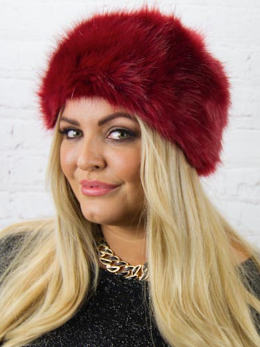 Luxury Faux Fur Hat - Burgundy