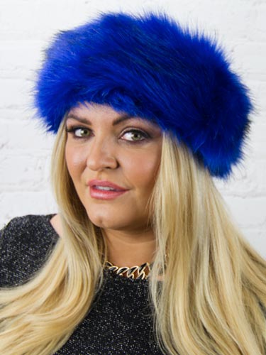 Luxury Faux Fur Headwarmer - Blue