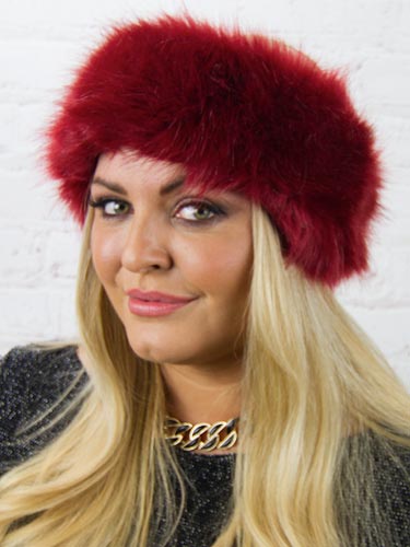 Luxury Faux Fur Headwarmer - Burgundy