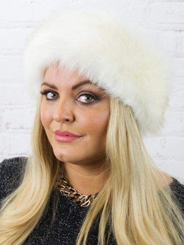 Luxury Faux Fur Headwarmer - White Coffee