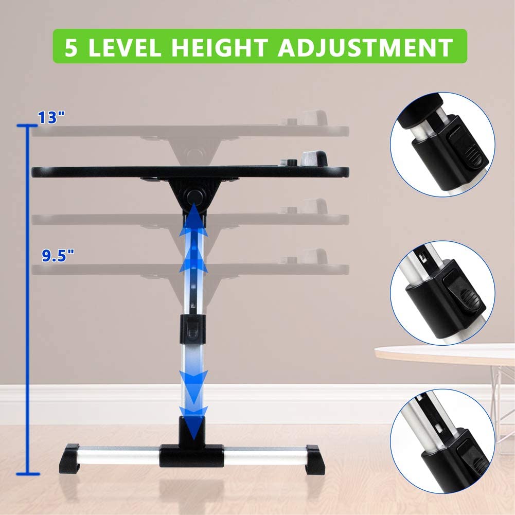 INTEYE Adjustable Laptop Table Foldable Legs Notebook Computer Desk - Black L