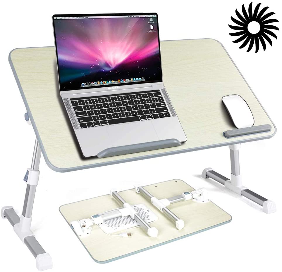 INTEYE Adjustable Laptop Table Foldable Legs Notebook Computer Desk - Natural L