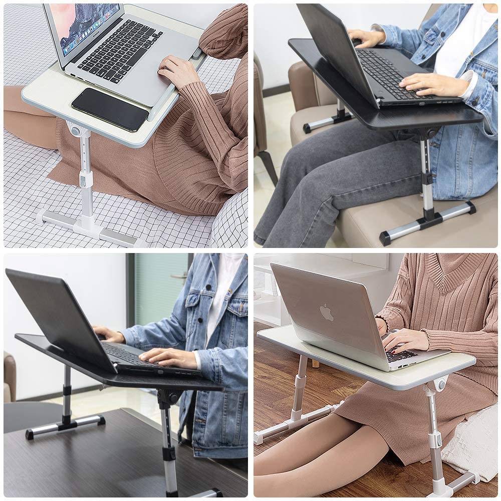 INTEYE Adjustable Laptop Table Foldable Legs Notebook Computer Desk - Natural L