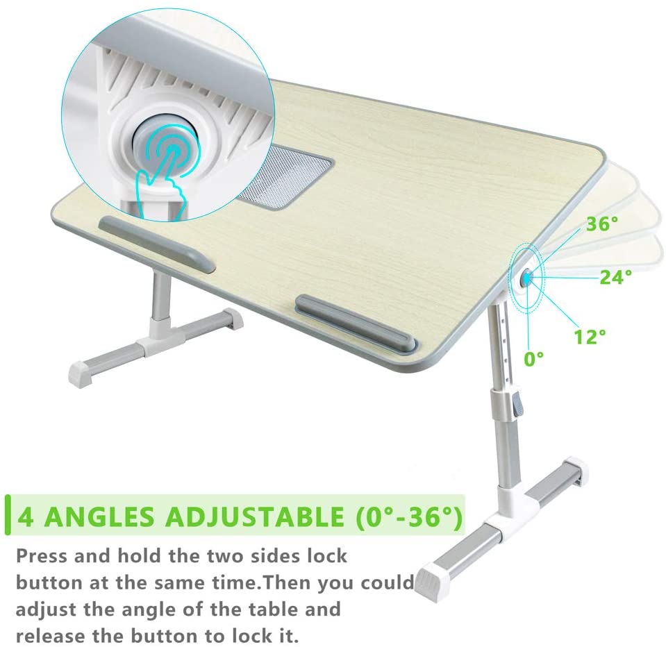 INTEYE Adjustable Laptop Table Foldable Legs Notebook Computer Desk - Natural M