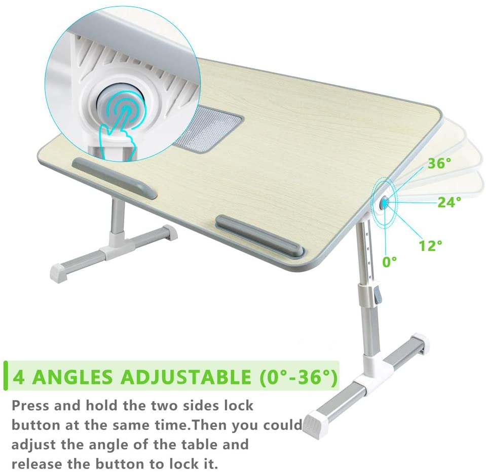 INTEYE Adjustable Laptop Table Foldable Legs Notebook Computer Desk - Natural L