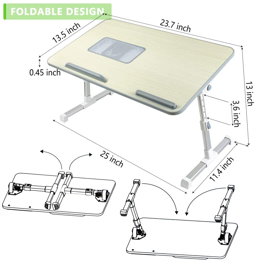 INTEYE Adjustable Laptop Table Foldable Legs Notebook Computer Desk - Natural M