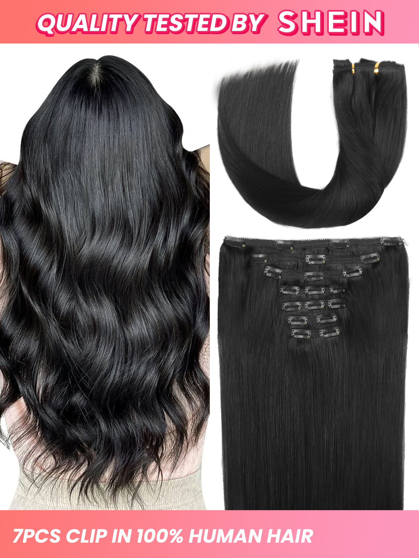 I&K Clip In Straight Hair Extensions 7Pcs