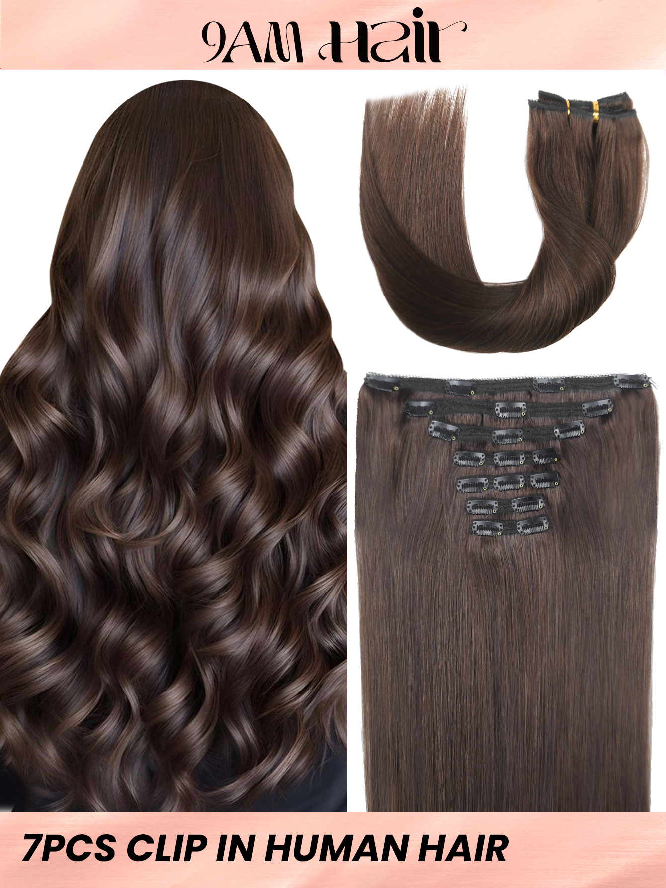 I&K Clip In Straight Hair Extensions 7Pcs
