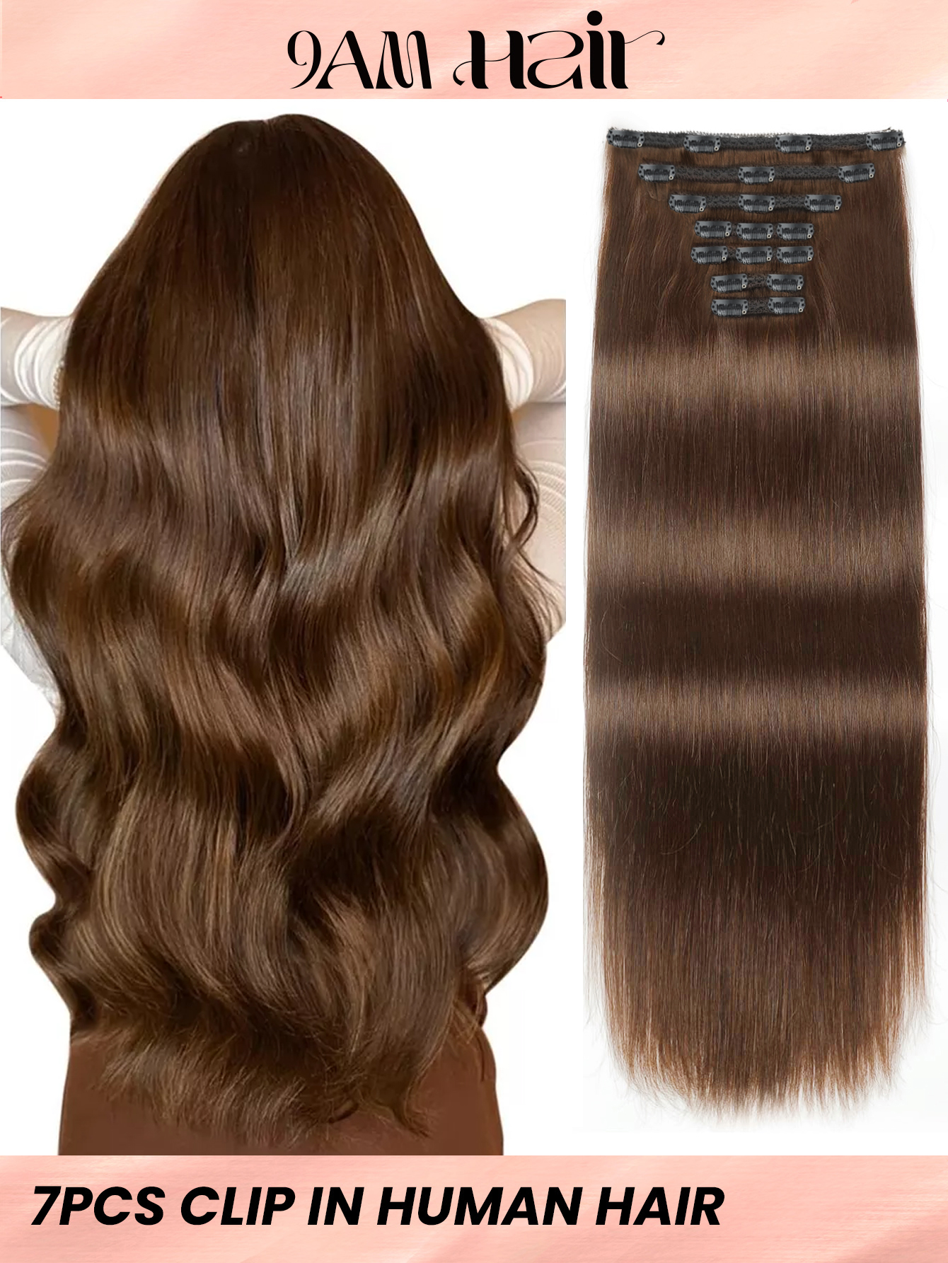 I&K Clip In Straight Hair Extensions 7Pcs