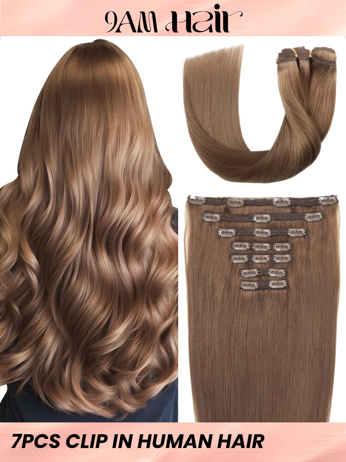 I&K Clip In Straight Hair Extensions 7Pcs