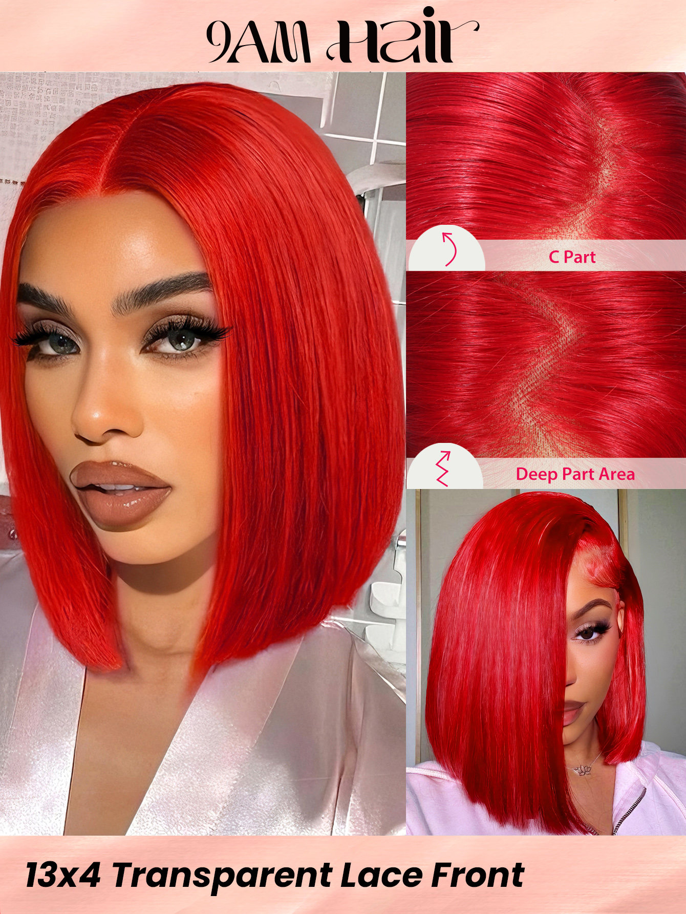 13*4 Lace wig 14inch RED