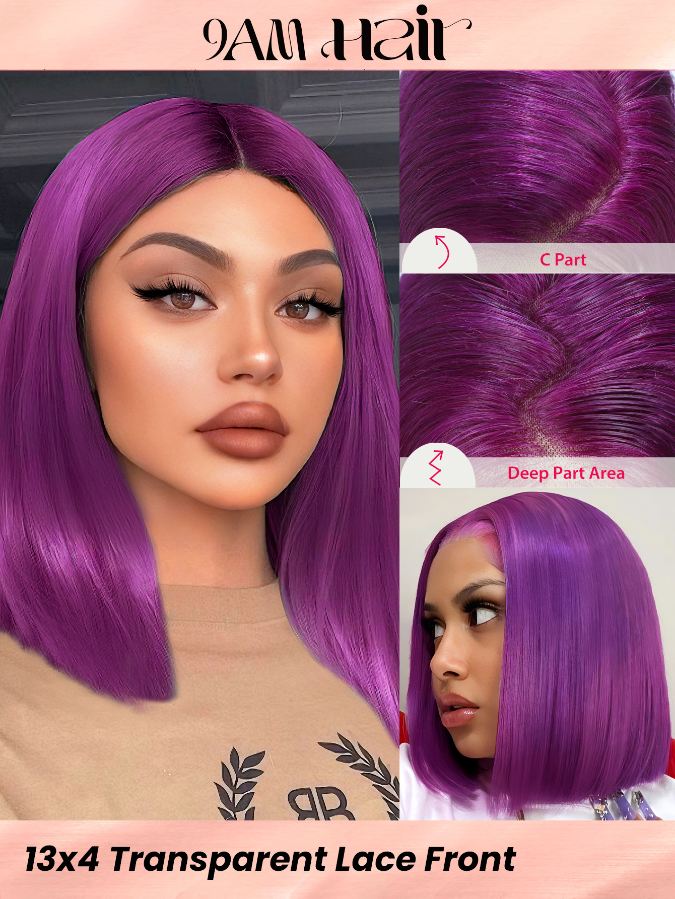 13*4 Lace wig 14inch Purple
