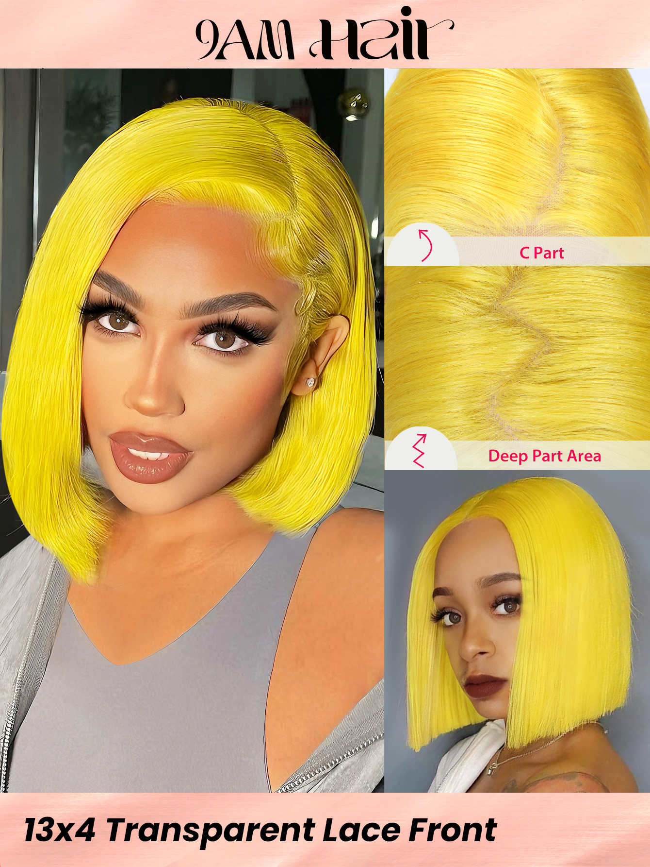 13*4 Lace wig 12inch Yellow