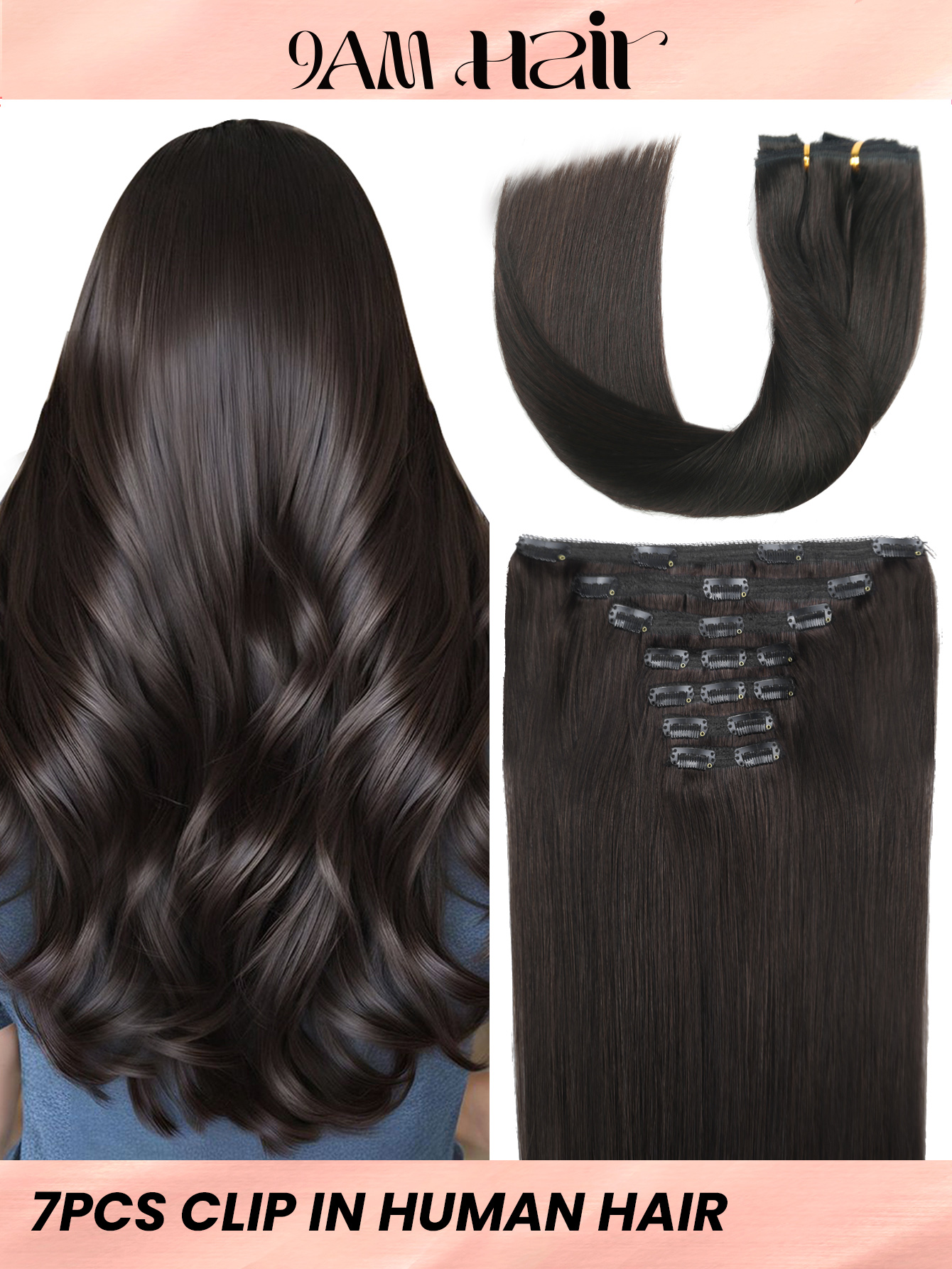 I&K Clip In Straight Hair Extensions 7Pcs