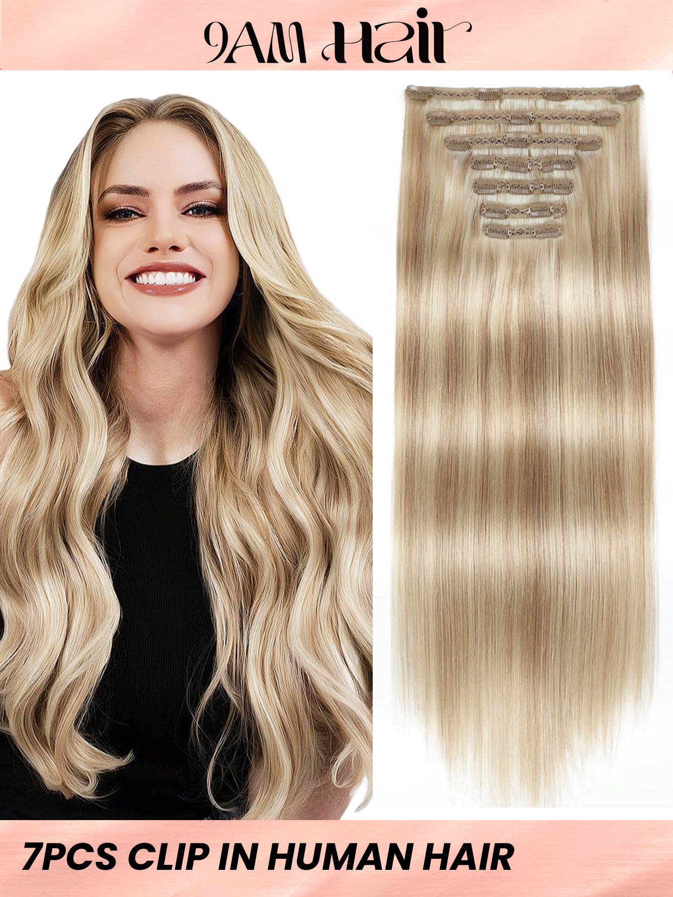 I&K Clip In Straight Hair Extensions 7Pcs