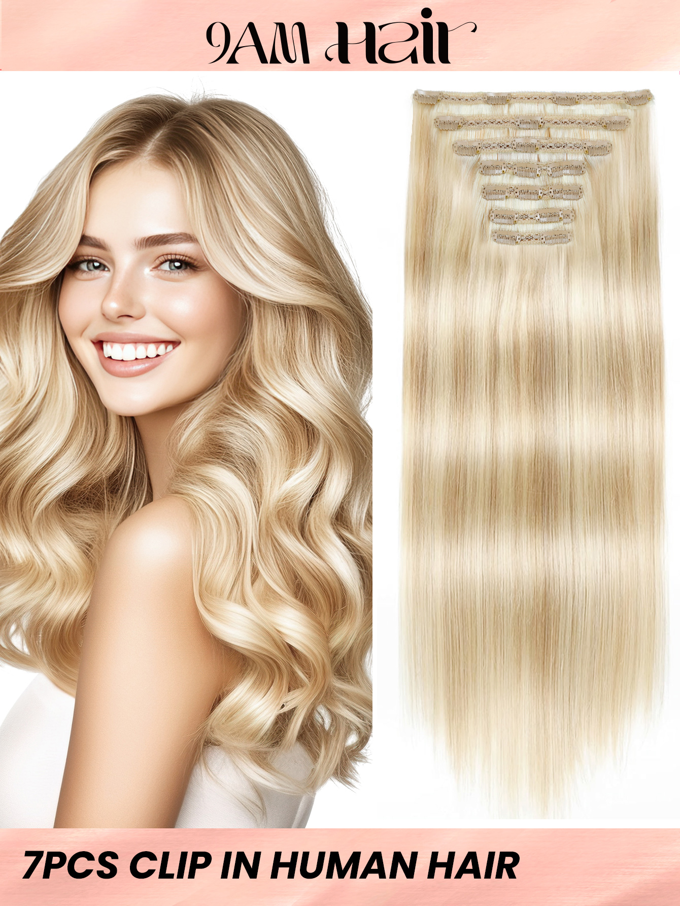 I&K Clip In Straight Hair Extensions 7Pcs