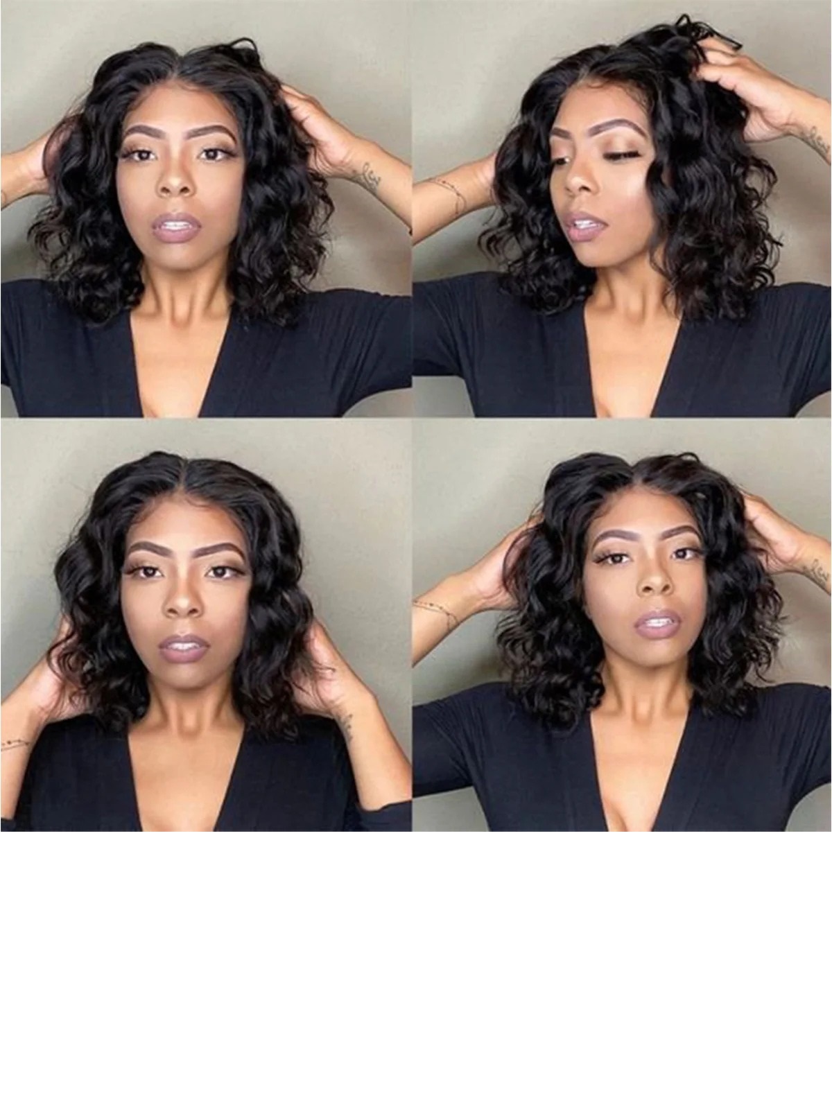 I&K Human Hair Lace Closure Wigs 4X4 Body Wave #1B Natural Black