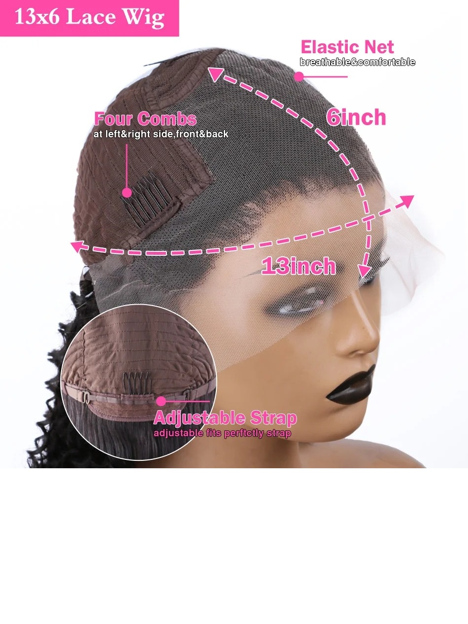 I&K Human Hair Lace Frontal Wigs 4X13 Body Wave #1B Natural Black