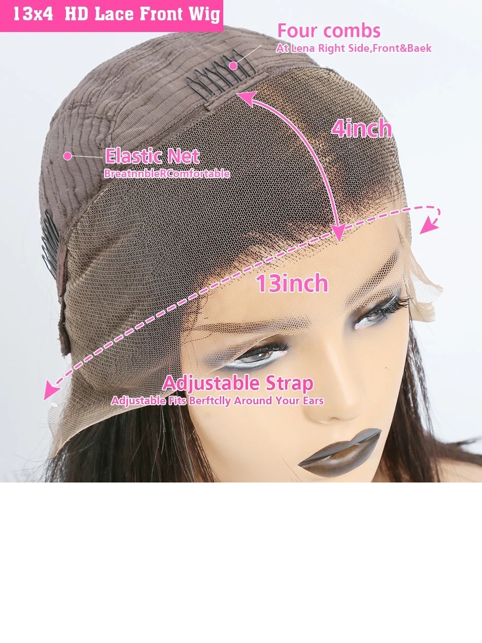 I&K Human Hair Lace Frontal Wigs 4X13 Body Wave #1B Natural Black