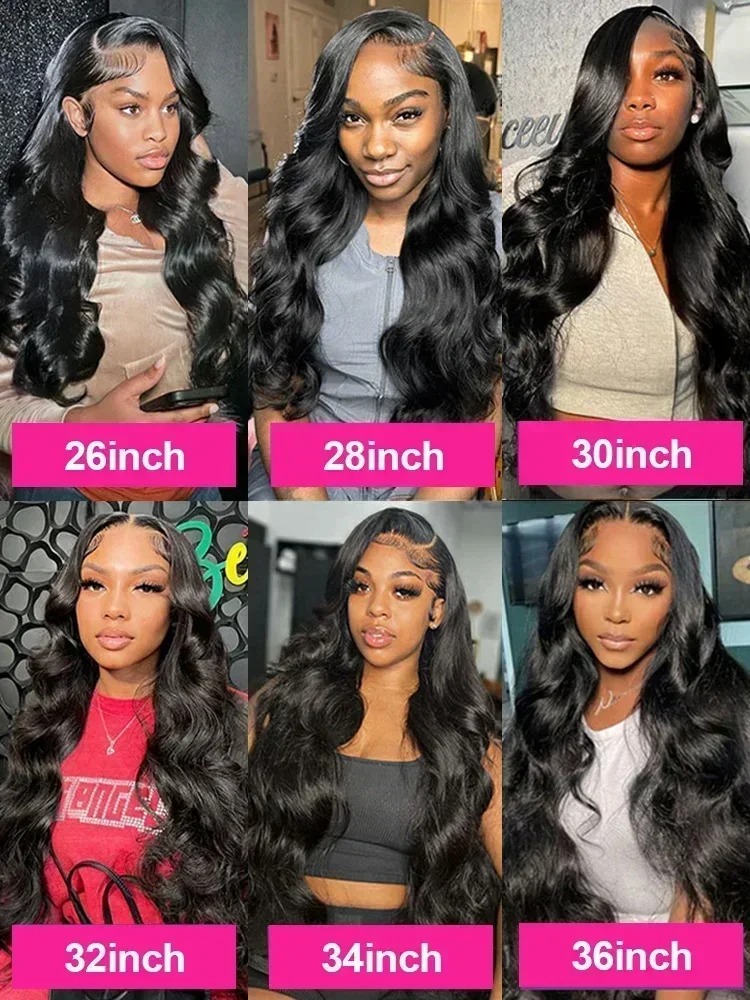 I&K Human Hair Lace Frontal Wigs 4X13 Body Wave #1B Natural Black